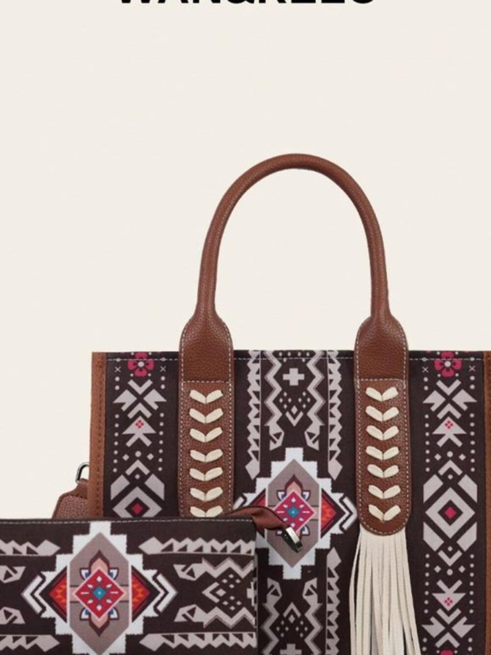 2pcs/Set Bohemian Vintage Handbag Set Including Women Tote Bag And Wallet